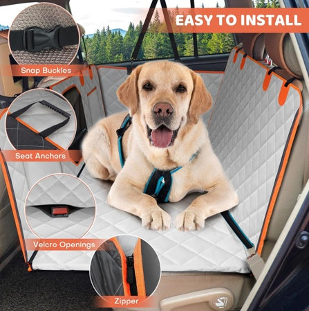 Dog Backseat Extender – Heavy-Duty Waterproof Car Seat Cover with Hard Bottom Supports up to 400 lbs - Flufer Store