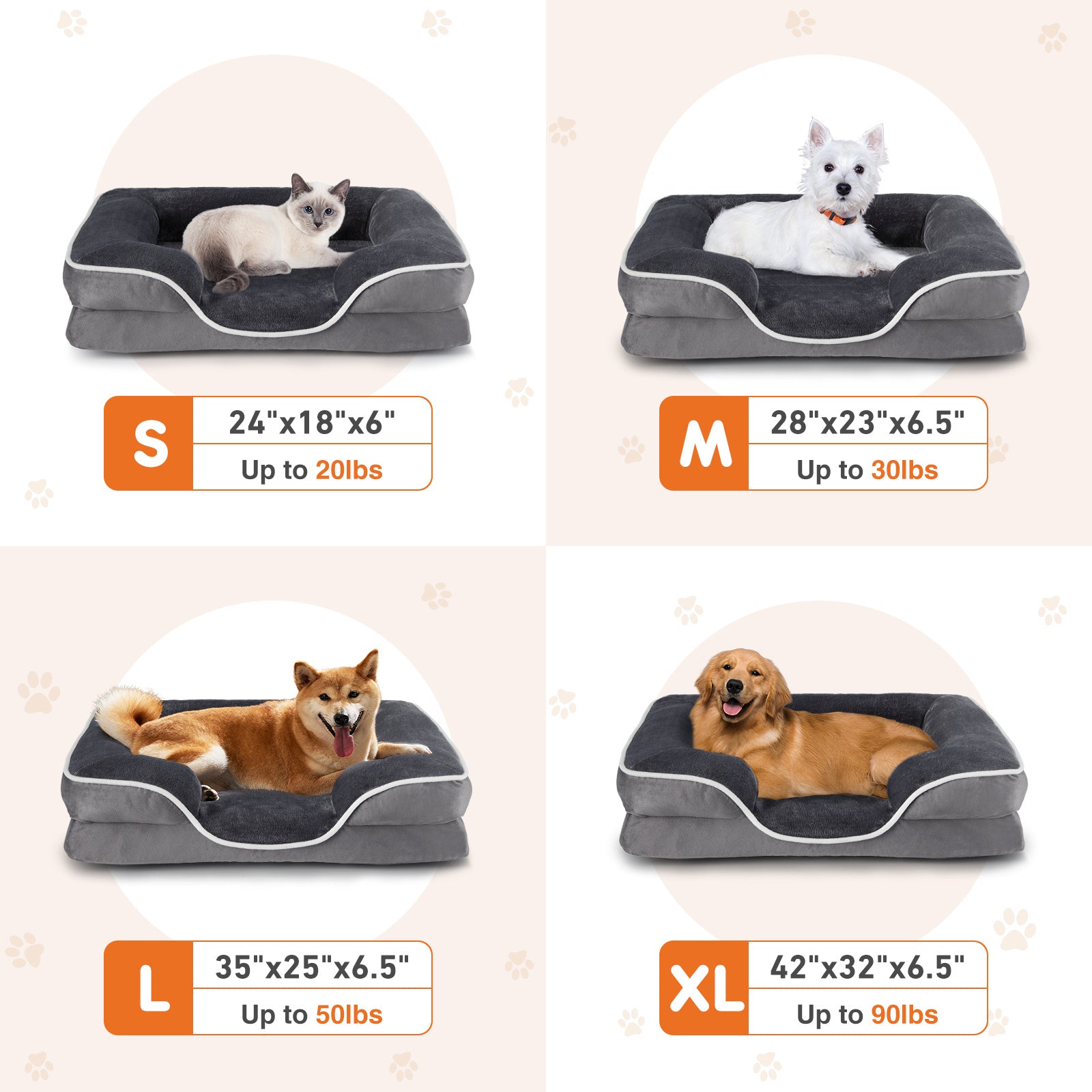 Memory Foam Pet Bed for Small Dogs & Cats – Washable Removable Cover, Waterproof Liner & Non-Slip Bottom - Flufer Store