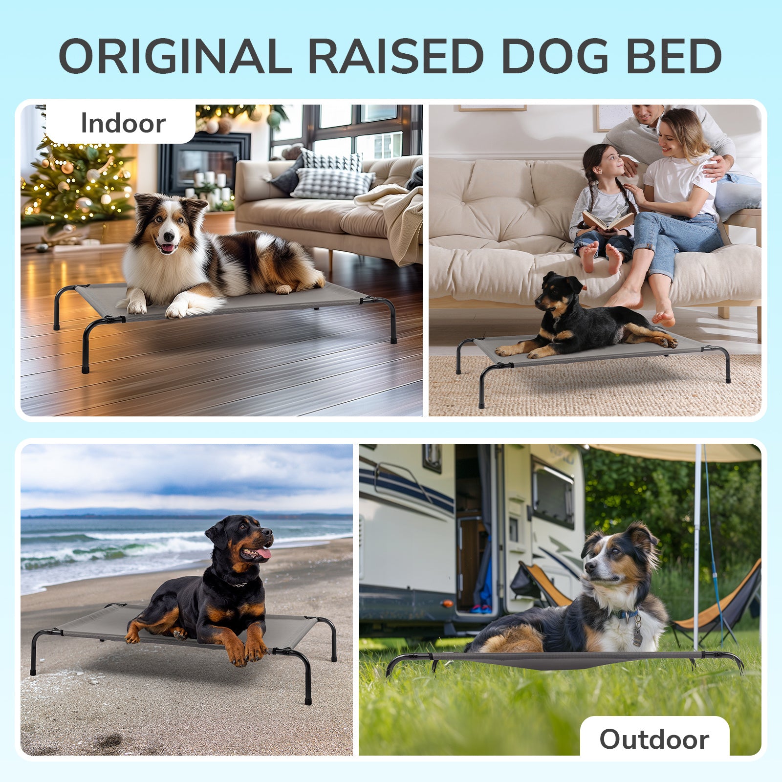 Elevated Dog Bed – Comfortable Pet Cot Raises Dogs 8” Off the Ground to Stay Cool, Dry & Clean Outdoors - Flufer Store