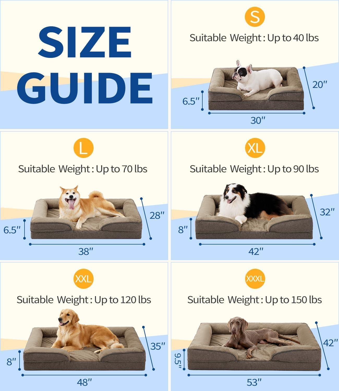 Orthopedic Dog Sofa for Large Dogs – Supportive Foam Mattress with Washable Cover, Waterproof Lining & Egg-Crate Foam - Flufer Store