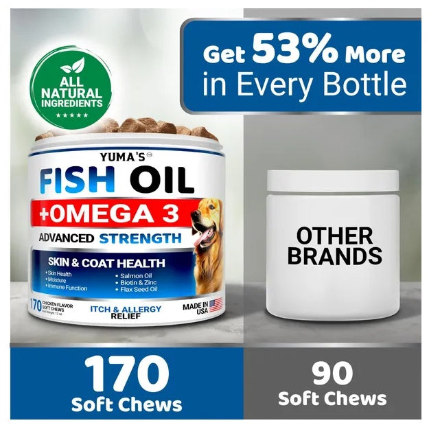 Omega 3 Fish Oil For Dogs 170 Chews Skin And Coat Supplement Omega 3 For Dogs Dry - Flufer Store