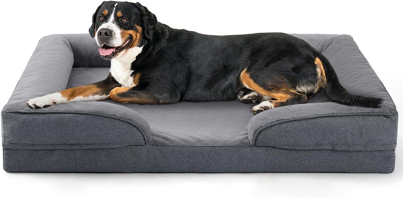 Orthopedic Dog Sofa for Large Dogs – Supportive Foam Mattress with Washable Cover, Waterproof Lining & Egg-Crate Foam - Flufer Store