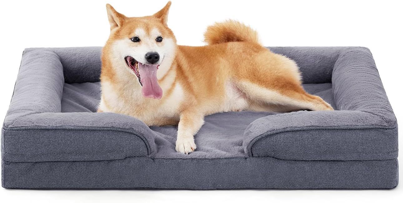 Orthopedic Dog Sofa for Large Dogs – Supportive Foam Mattress with Washable Cover, Waterproof Lining & Egg-Crate Foam - Flufer Store