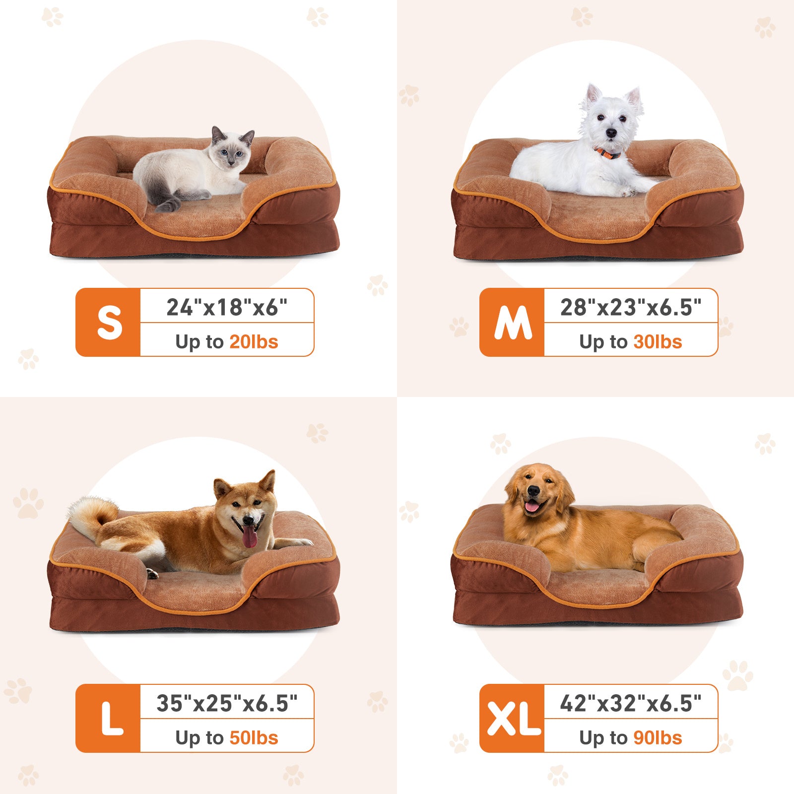 Memory Foam Pet Bed for Small Dogs & Cats – Washable Removable Cover, Waterproof Liner & Non-Slip Bottom - Flufer Store