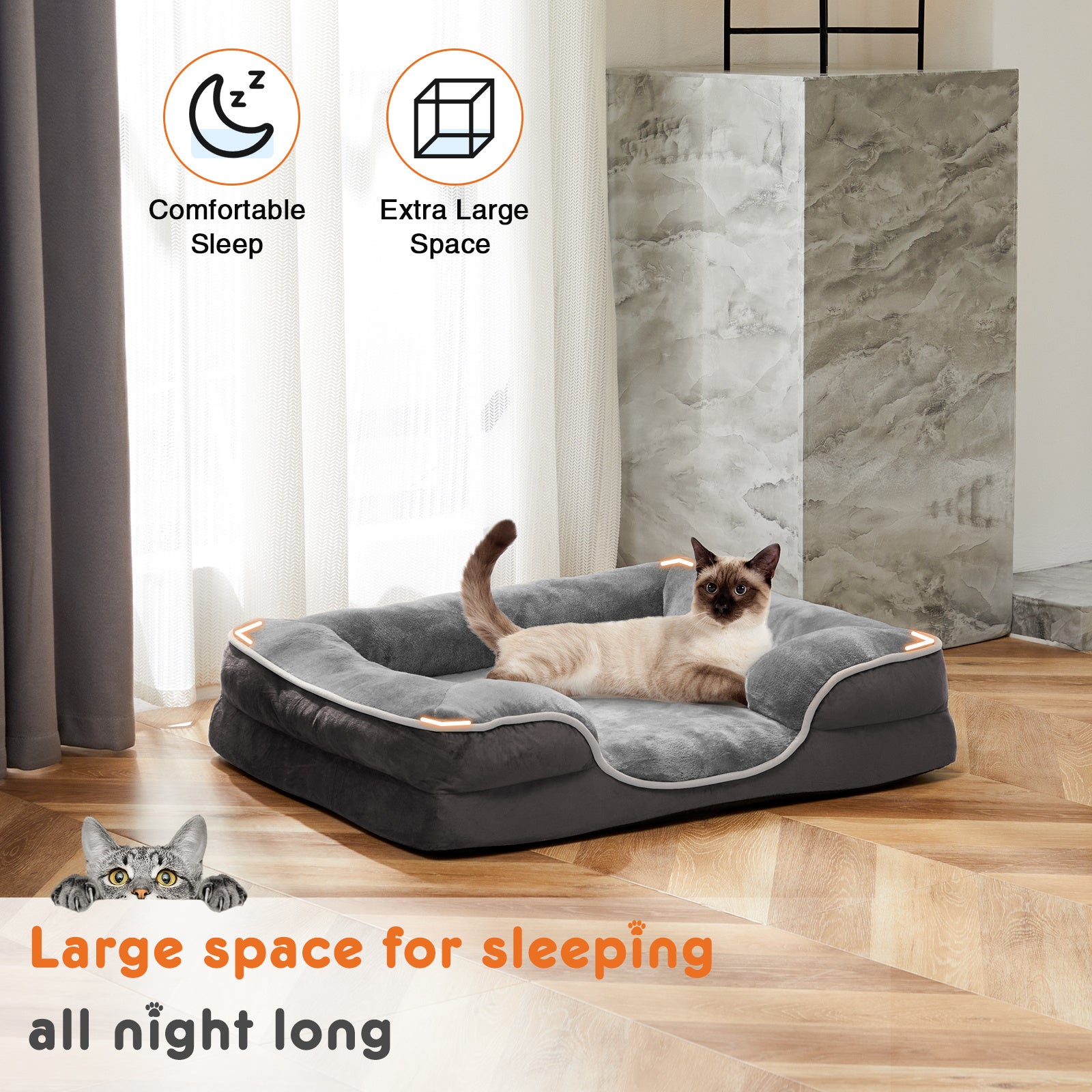 Memory Foam Pet Bed for Small Dogs & Cats – Washable Removable Cover, Waterproof Liner & Non-Slip Bottom - Flufer Store