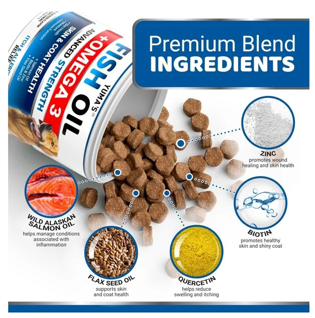 Omega 3 Fish Oil For Dogs 170 Chews Skin And Coat Supplement Omega 3 For Dogs Dry - Flufer Store