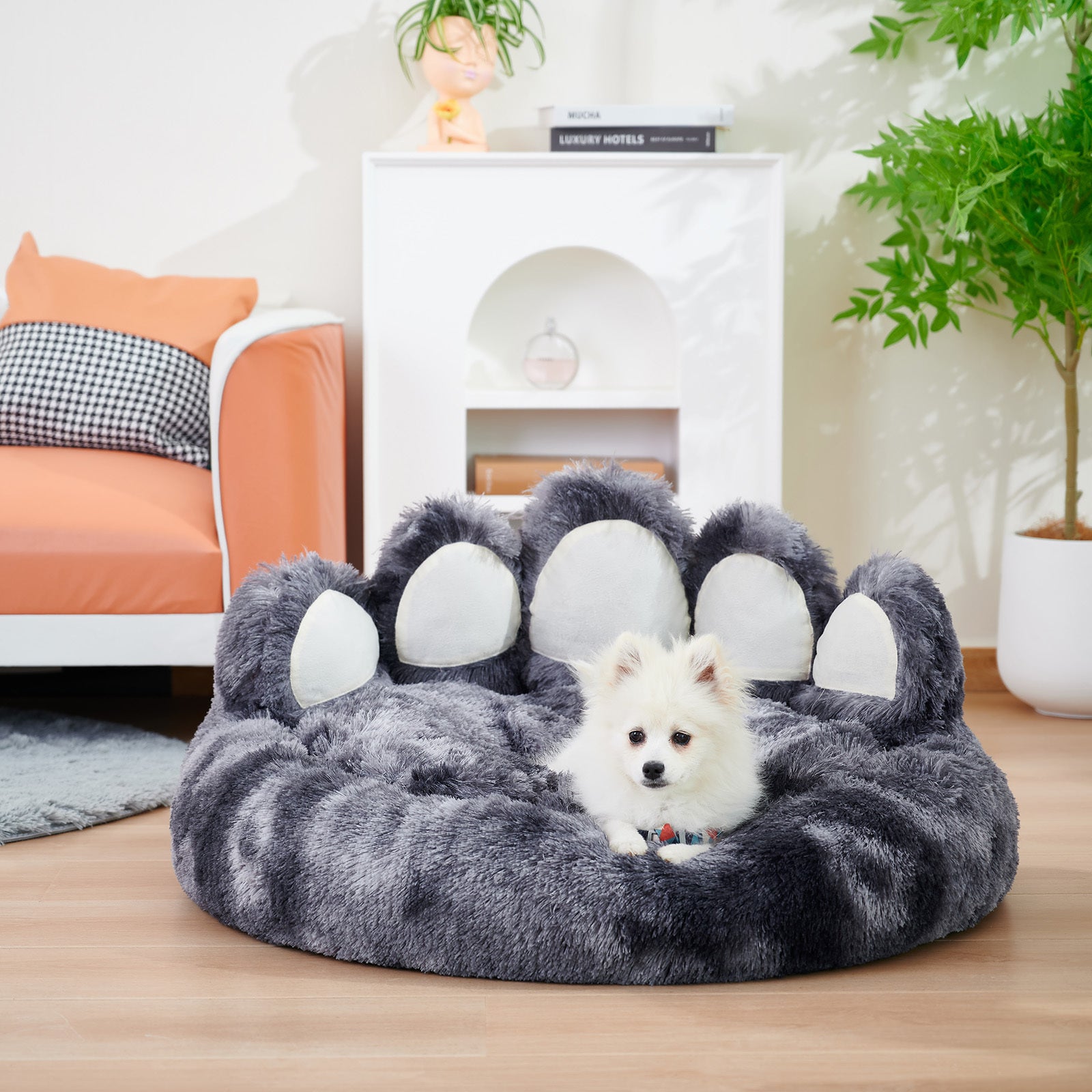 Cute Dog Bear Paw Shape Dog Bed, Dog Beds & Furniture For Small And Medium Dogs, Cozy Plush Cute Cat Beds For Indoor Cats - Flufer Store