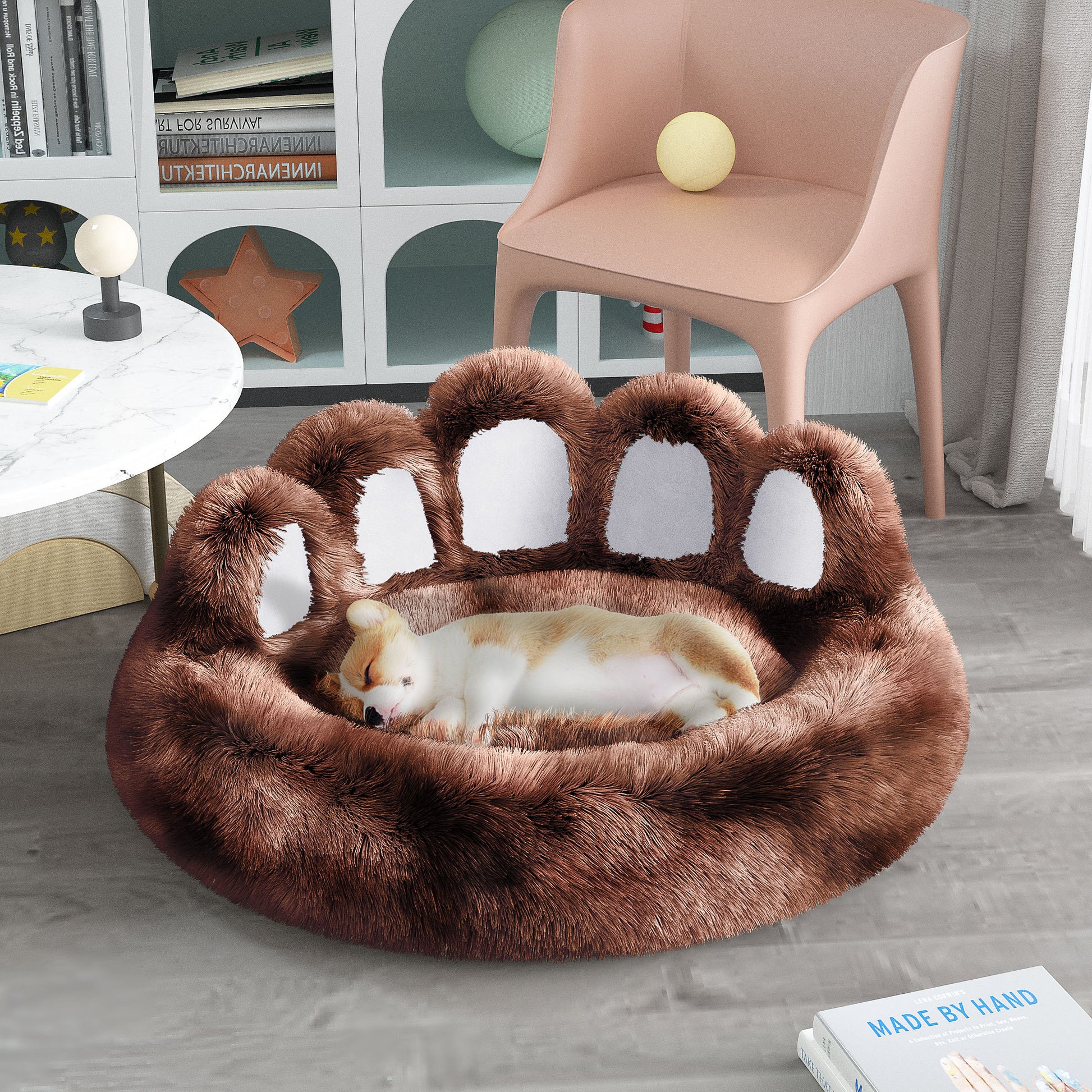 Cute Dog Bear Paw Shape Dog Bed, Dog Beds & Furniture For Small And Medium Dogs, Cozy Plush Cute Cat Beds For Indoor Cats - Flufer Store