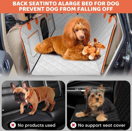 Dog Backseat Extender – Heavy-Duty Waterproof Car Seat Cover with Hard Bottom Supports up to 400 lbs - Flufer Store