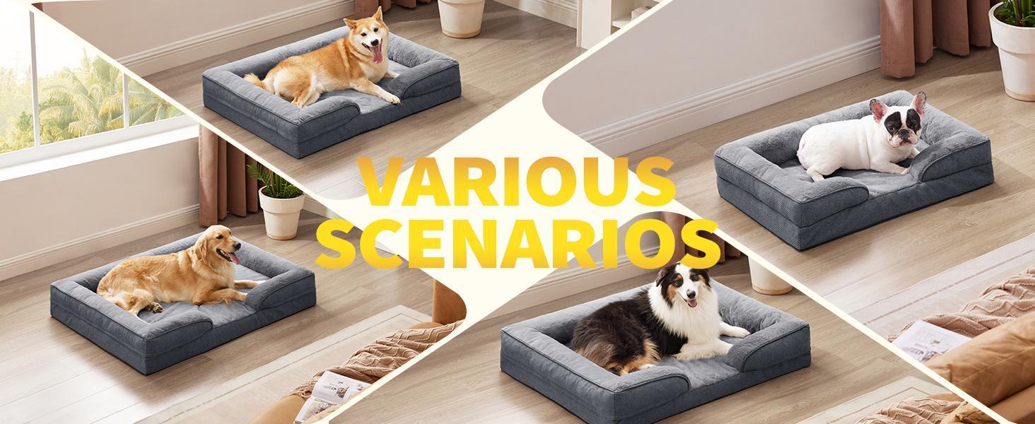 Orthopedic Dog Sofa for Large Dogs – Supportive Foam Mattress with Washable Cover, Waterproof Lining & Egg-Crate Foam - Flufer Store