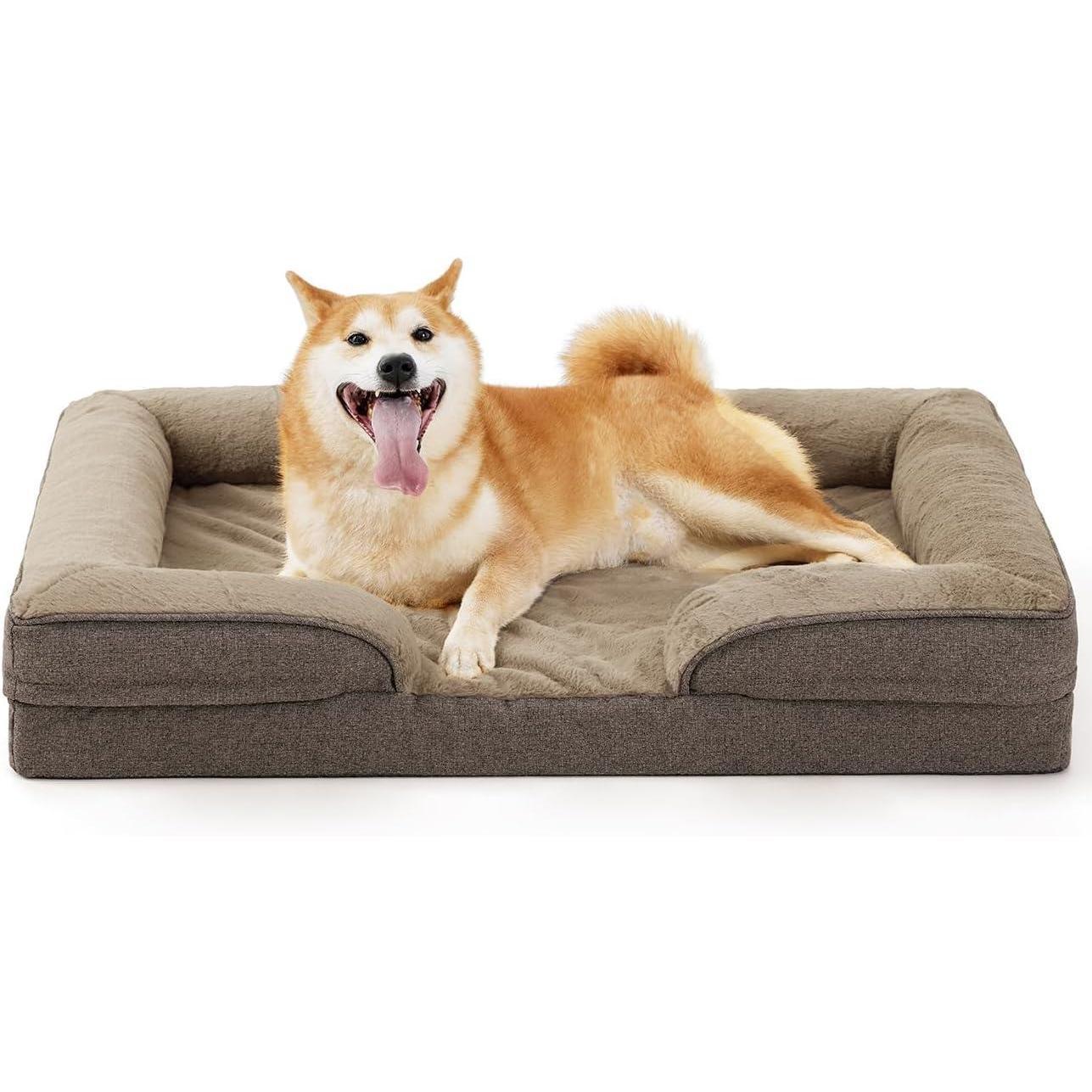 Orthopedic Dog Sofa for Large Dogs – Supportive Foam Mattress with Washable Cover, Waterproof Lining & Egg-Crate Foam - Flufer Store
