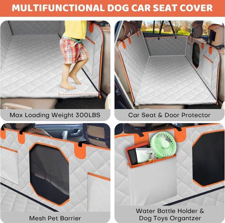 Dog Backseat Extender – Heavy-Duty Waterproof Car Seat Cover with Hard Bottom Supports up to 400 lbs - Flufer Store