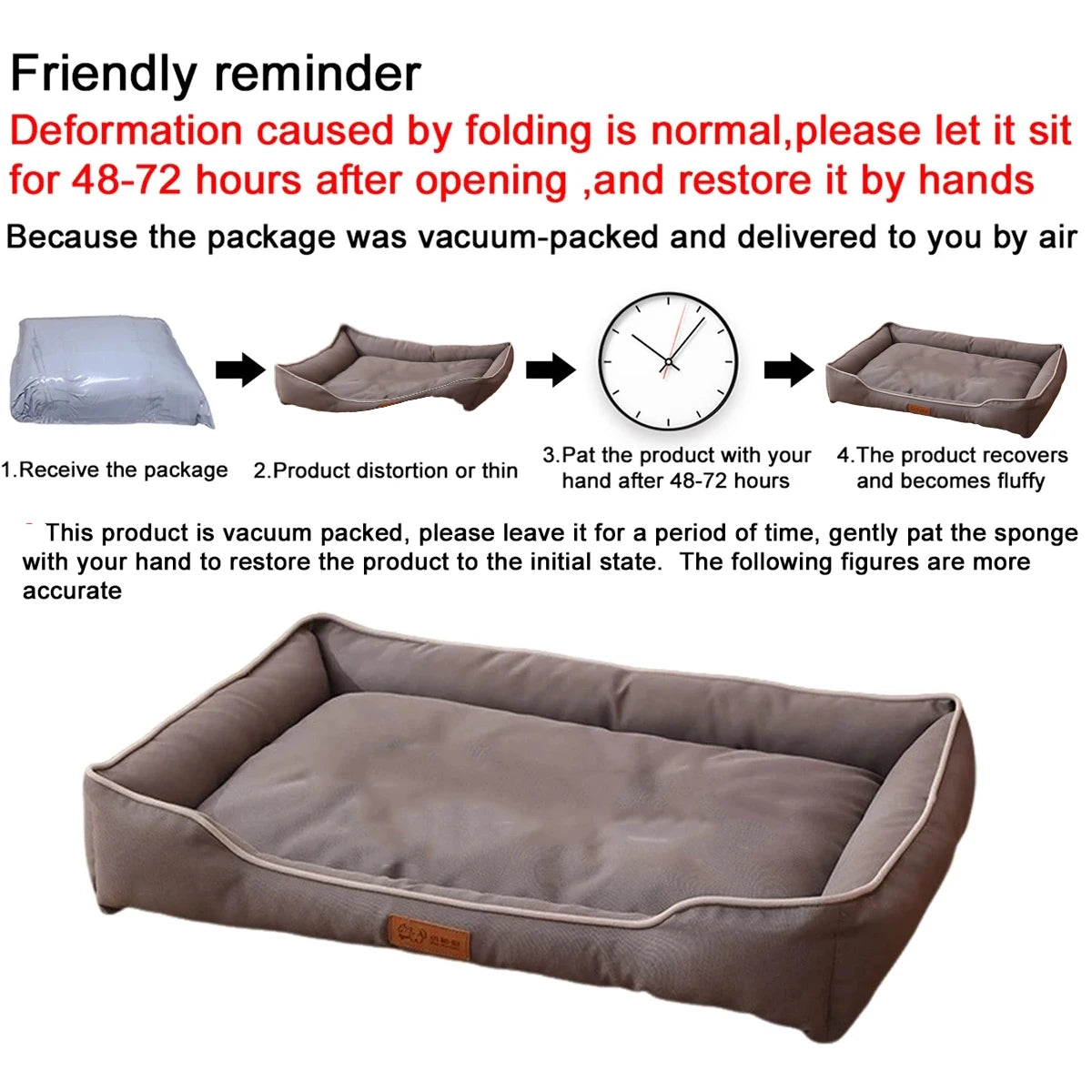 Large Square Dog Bed – Thickened, Bite-Resistant, Waterproof Pet Mattress - Flufer Store