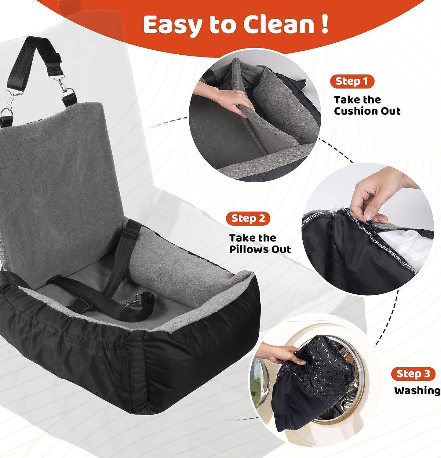 IFurffy Dog Car Seat, Pet Car Seat With Storage Pockets And Clip-On Safety Leash, Washable Coral Fleece Dog Booster Seat For Small Medium Dogs, Small Dog Car Seat For Travel Dog Car Bed ,Grey - Flufer Store