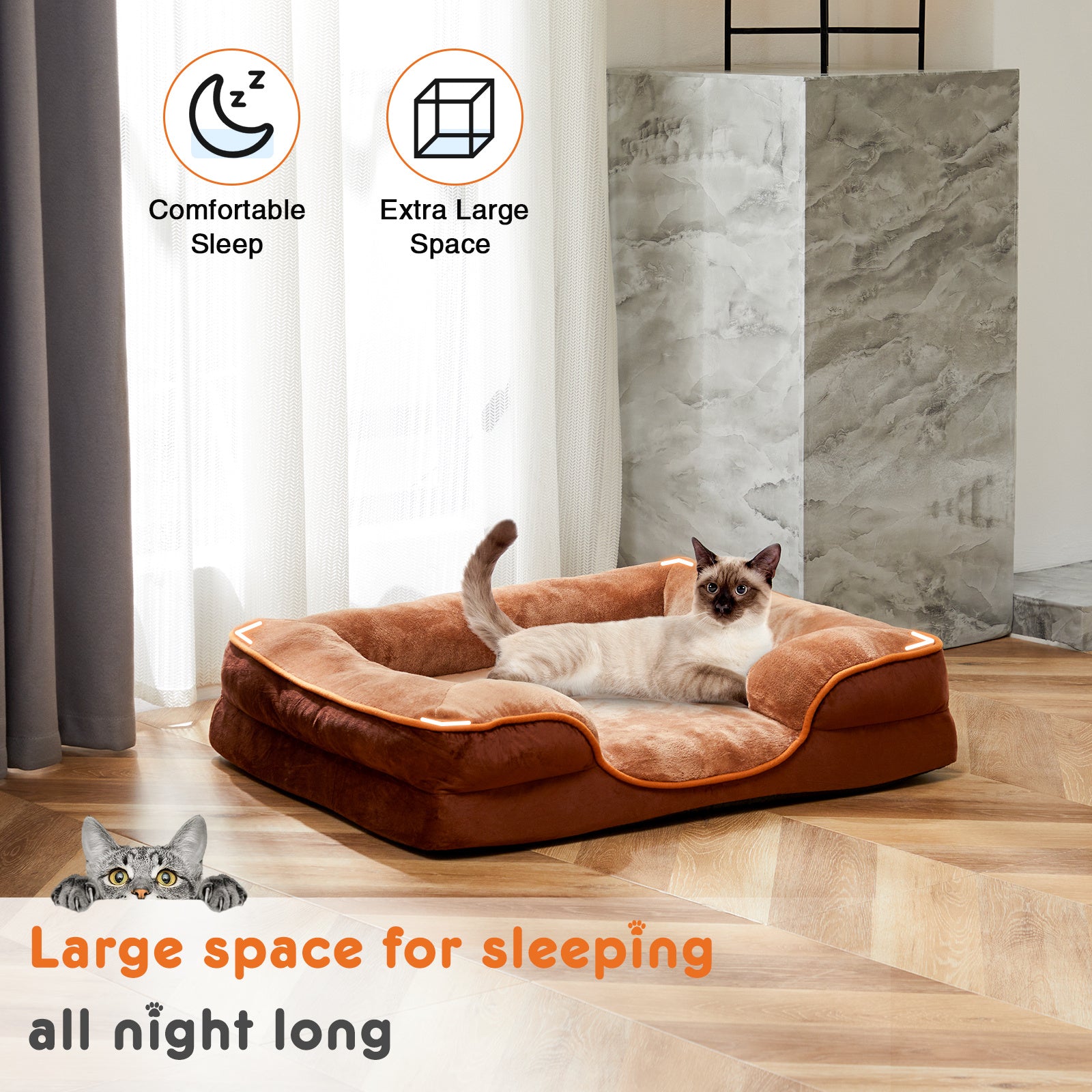 Memory Foam Pet Bed for Small Dogs & Cats – Washable Removable Cover, Waterproof Liner & Non-Slip Bottom - Flufer Store