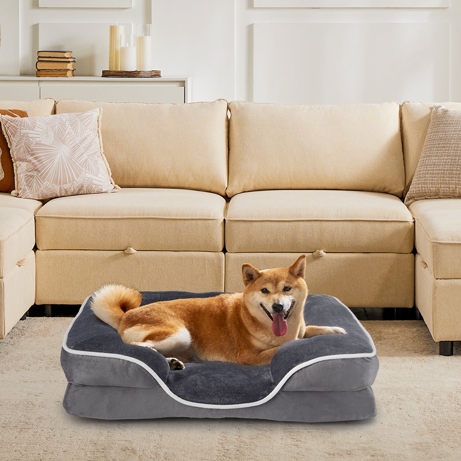Memory Foam Pet Bed for Small Dogs & Cats – Washable Removable Cover, Waterproof Liner & Non-Slip Bottom - Flufer Store