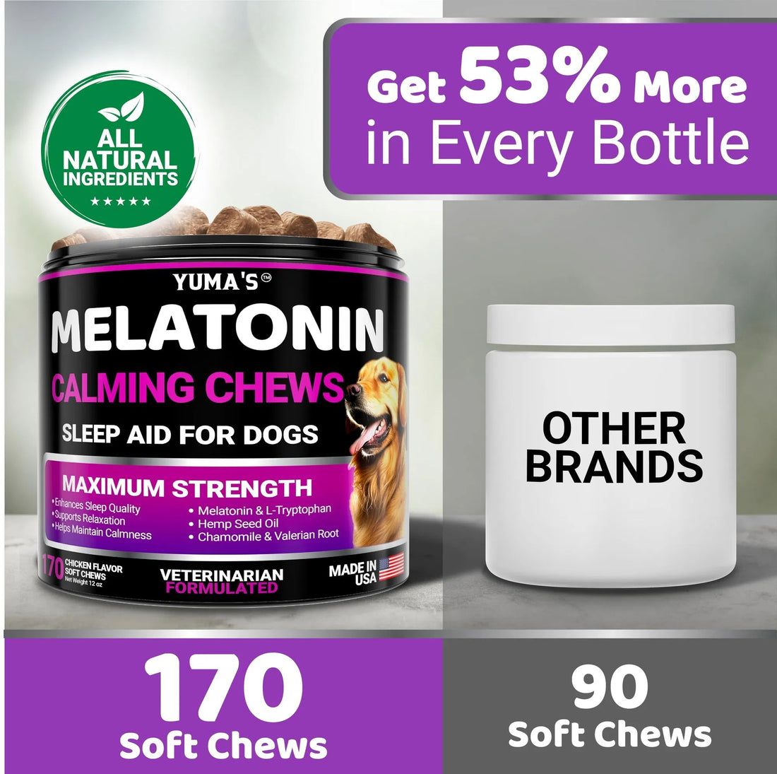 Do Not Sell On Amazon Melatonin Calming Chews For Dogs 170 Chews Dog Stress And Anxiety Relief - Flufer Store