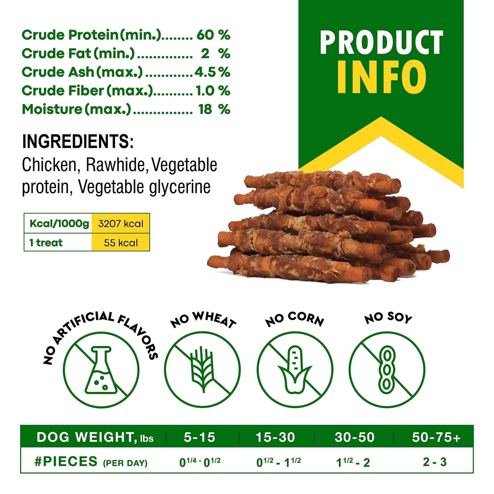 Dog Smoked Rawhide Sticks Wrapped Chicken Pet Natural Chew Treats Grain Free Organic Meat Healthy Human Grade Dried Snacks In Bulk - Flufer Store