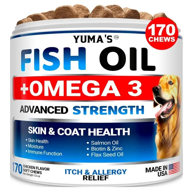 Omega 3 Fish Oil For Dogs 170 Chews Skin And Coat Supplement Omega 3 For Dogs Dry - Flufer Store