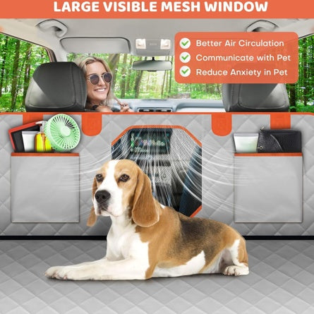 Dog Backseat Extender – Heavy-Duty Waterproof Car Seat Cover with Hard Bottom Supports up to 400 lbs - Flufer Store
