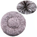 Fluffy calming pet bed in gray, featuring a soft plush design for comfort and security for pets.
